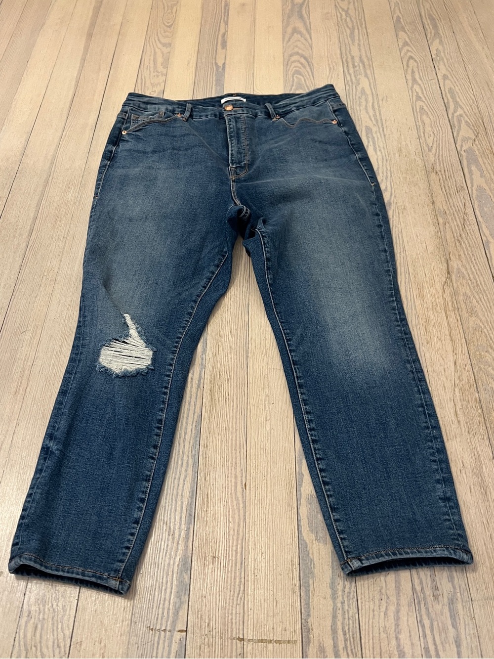 GOOD AMERICAN Women’s Good Waist Distressed High Rise Skinny Jeans Size 18